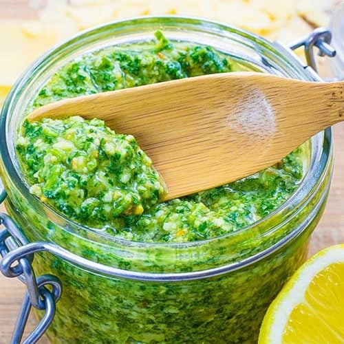 Keto pesto with rocket pine nut and parmesan