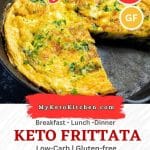 Keto frittata in a frying pan.