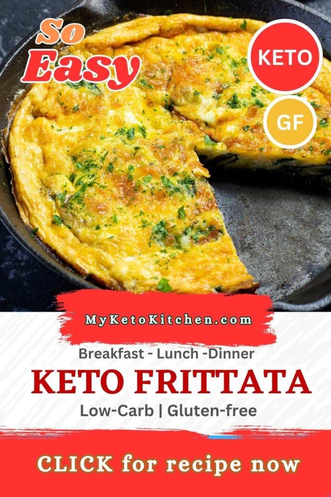 Keto frittata in a frying pan.