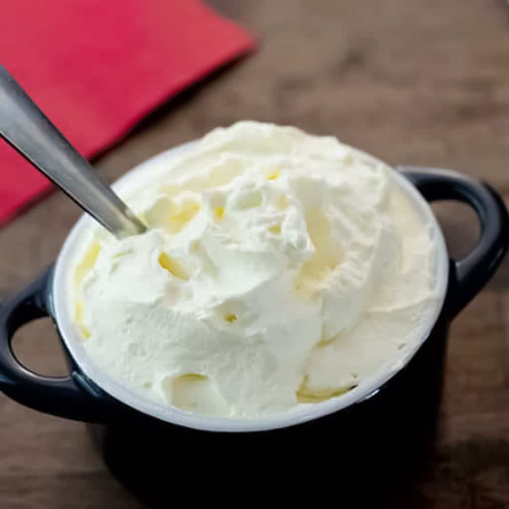 Keto whipped cream in a bowl.