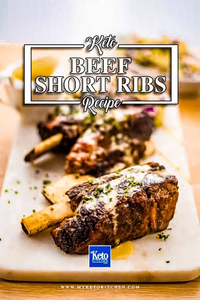 Beef short ribs on a serving platter.