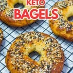 Keto bagels on a cooling rack.
