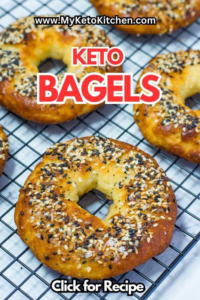 Keto bagels on a cooling rack.