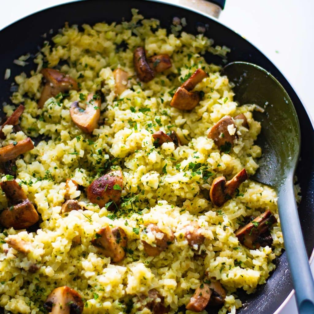 Delicious keto risotto made with cauliflower rice.