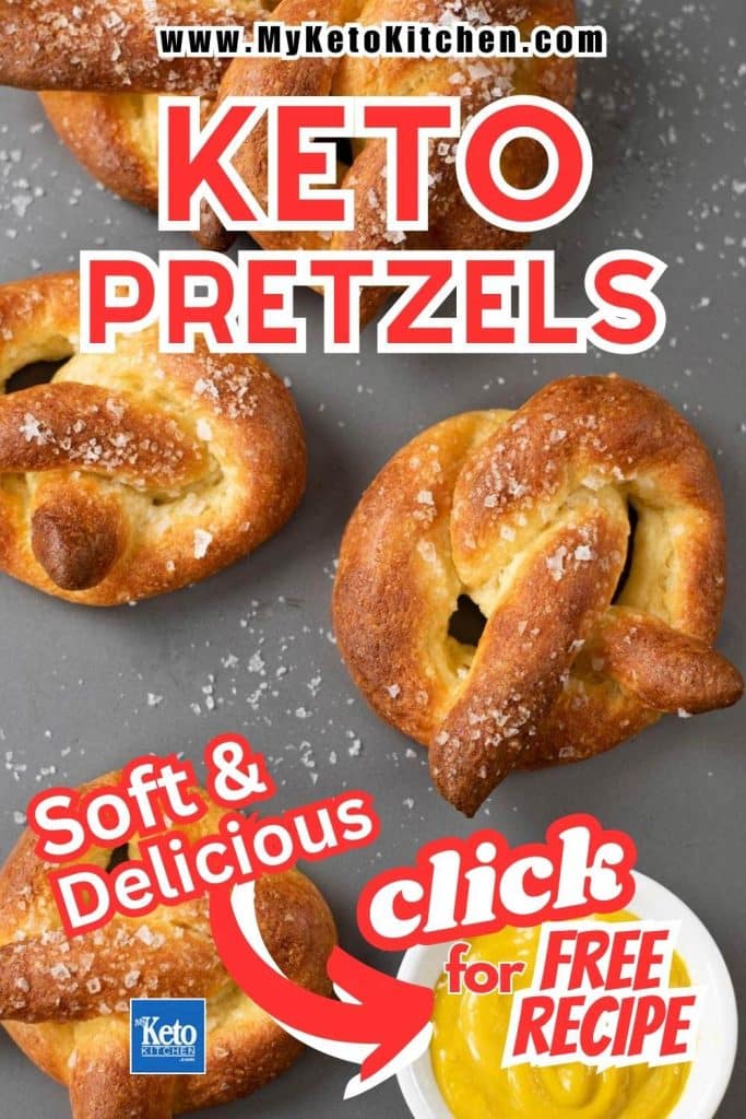 Low carb keto soft pretzels on a grey tray.