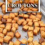 Keto croutons fresh from the oven.