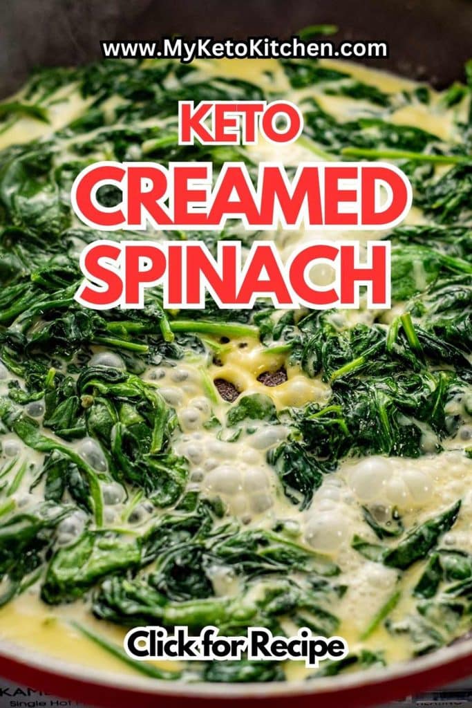 Keto creamed spinach in a frying pan