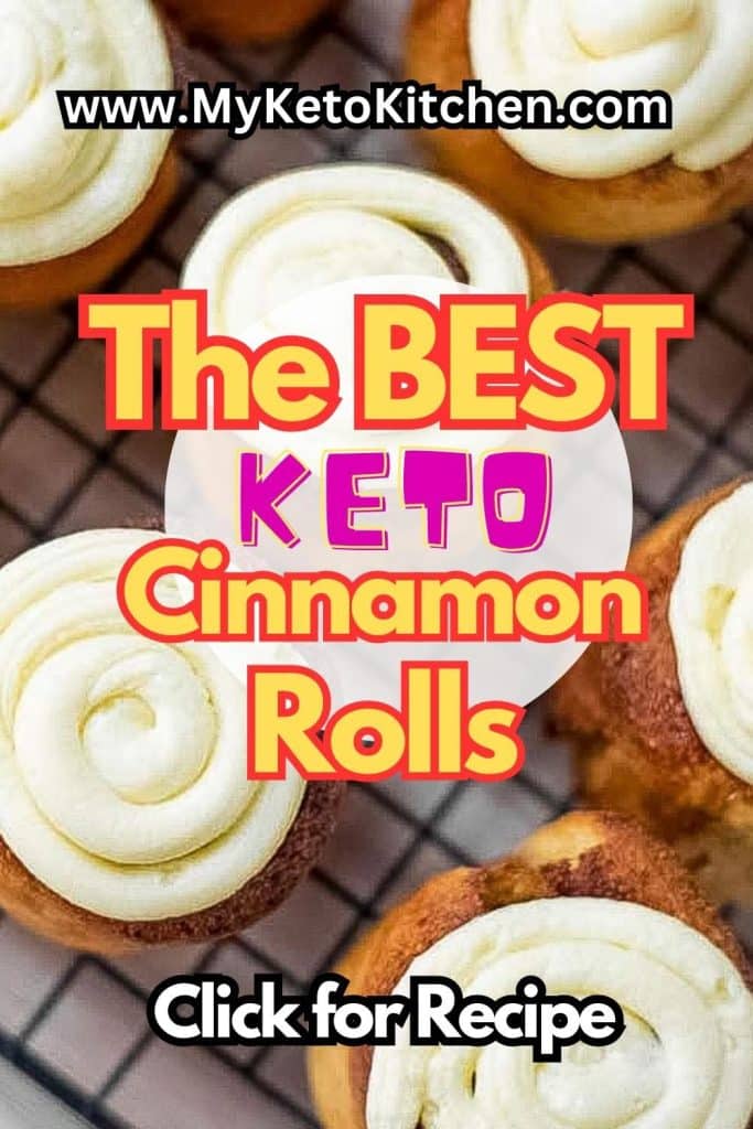 Keto cinnamon rolls on a cooling rack.