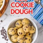 Keto cookie dough balls in a bowl.
