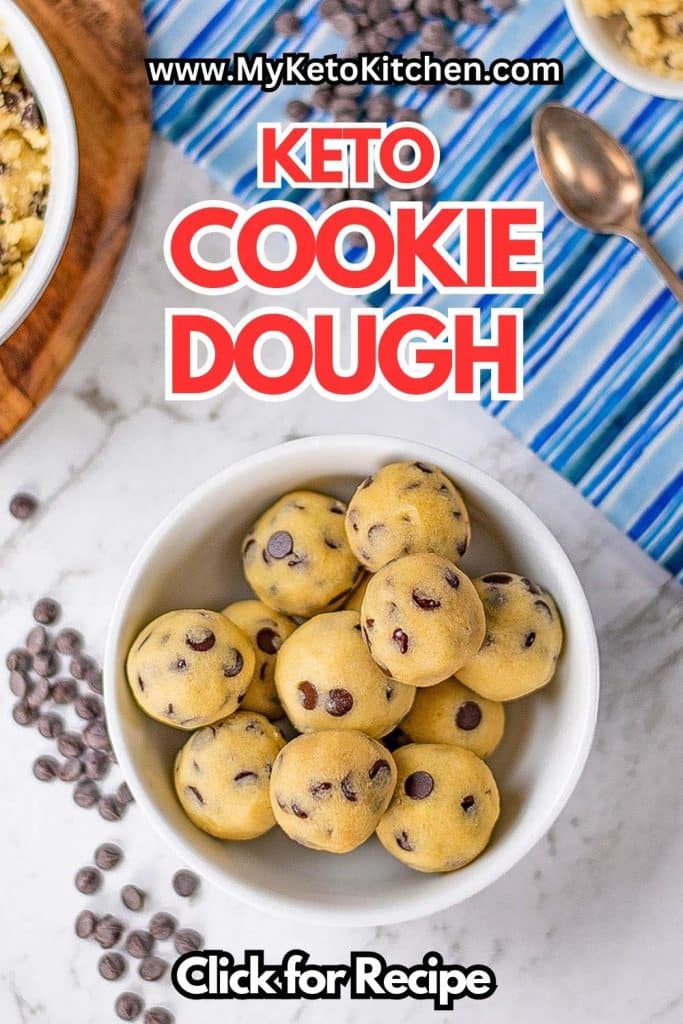 Keto cookie dough balls in a bowl.