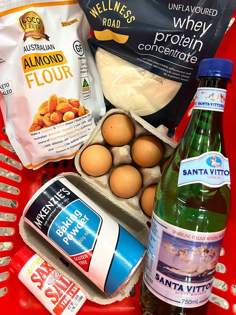 Keto batter ingredients in a basket.