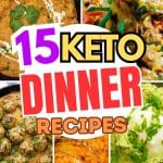 Four images of keto dinner meals. Cottage pie, butter chicken, Swedish meatballs and Mexican casserole.