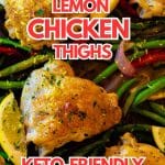 Keto lemon chicken thighs on a sheet pan