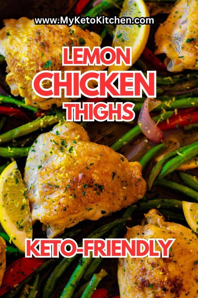 Keto lemon chicken thighs on a sheet pan