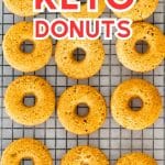 Keto donuts on a cooling rack.