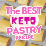 Keto sausage rolls pastry on a baking tray with baking paper.