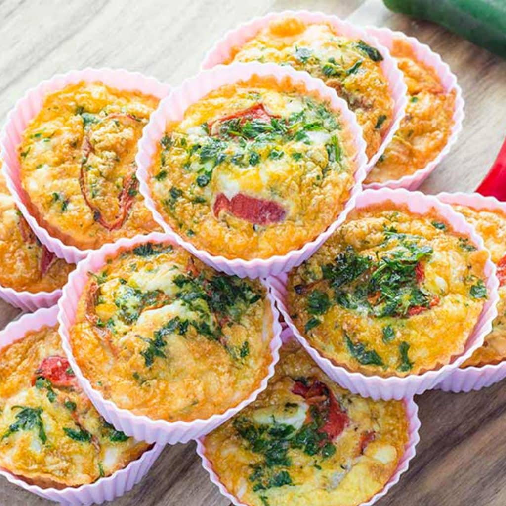 Spanish egg muffins in muffin cups.