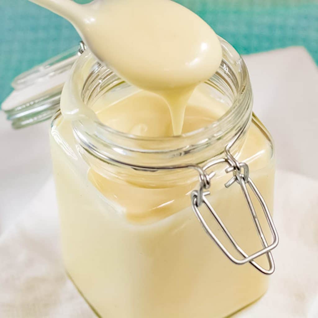 Whole egg mayonnaise in a jar.