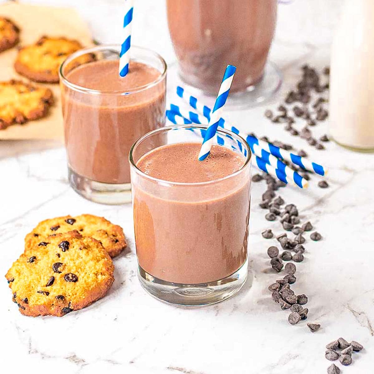 Keto chocolate milk in a glass.