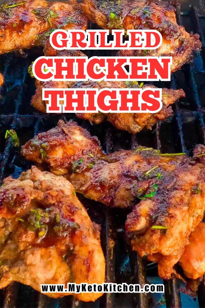 Chicken thighs on a BBQ grill.